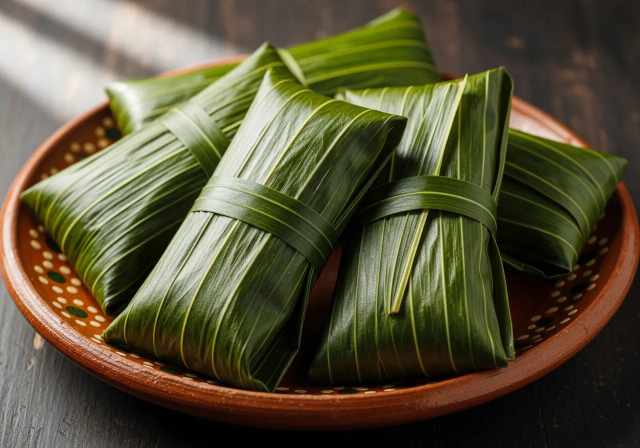 Mexikanische Tamales in Acuyo-Blättern