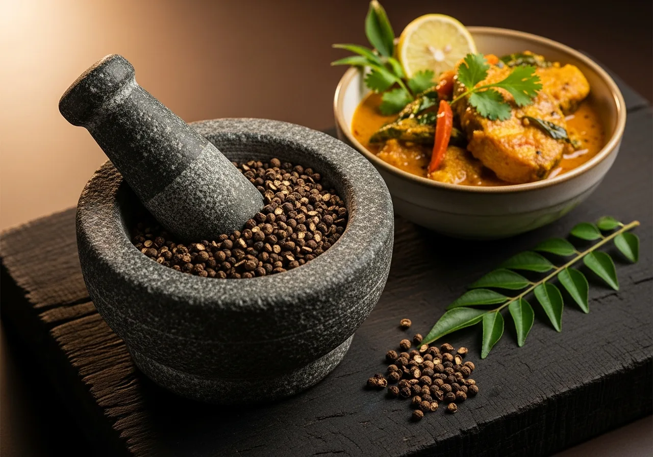 Assam-Pfeffer auf einem Gericht