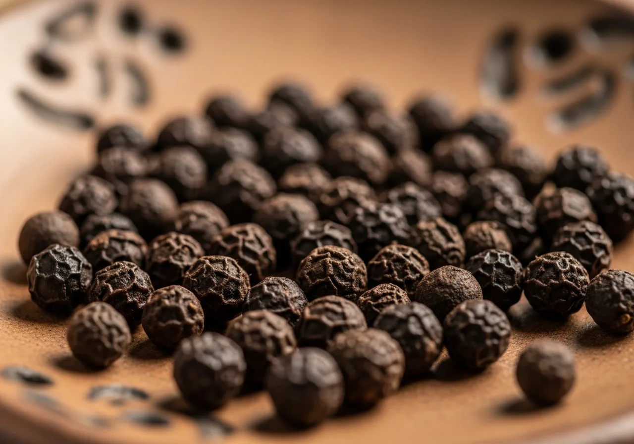 Java-Pfefferkörner auf Keramikteller