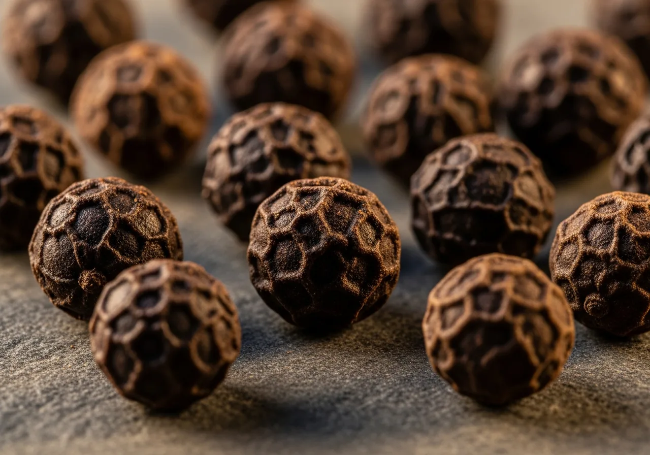 Premium Kampot-Pfefferkörner in Nahaufnahme