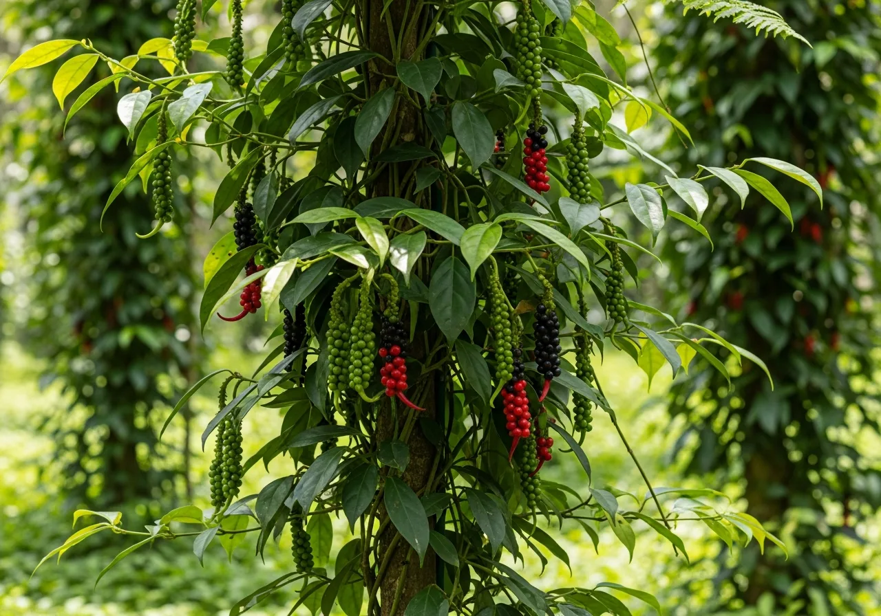 Kubebenpfeffer-Ranke mit Fruchtständen