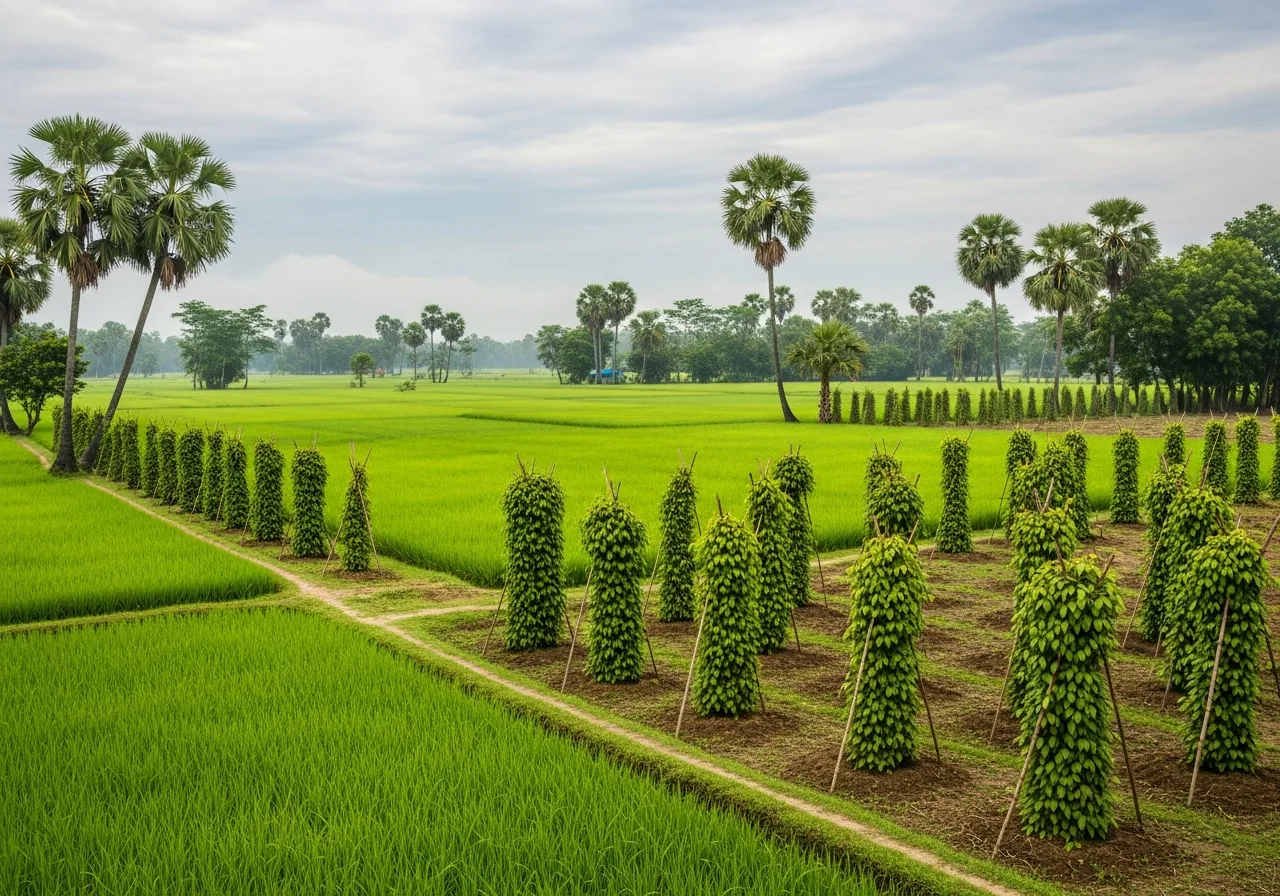 Tropische Landschaft in Bengalen, Indien