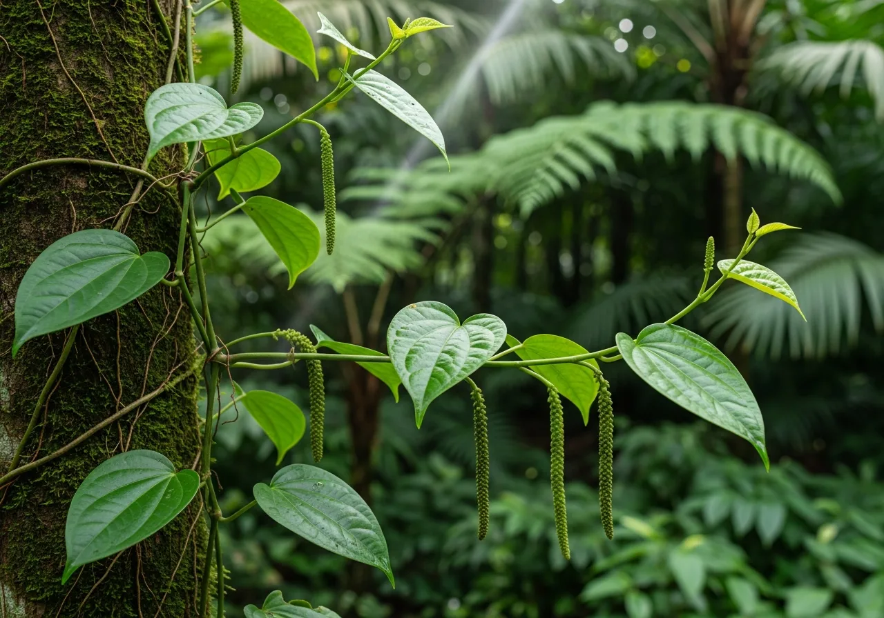 Piper-longum-Pflanze im tropischen Garten