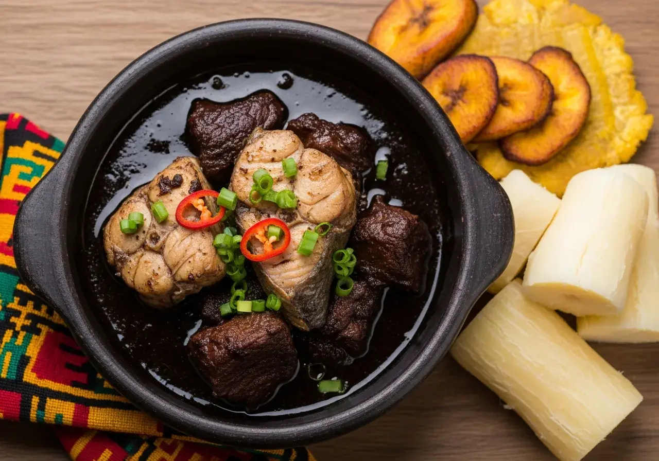 Kamerunisches Mbongo-Tchobi-Gericht
