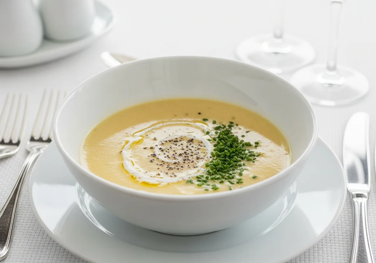 Cremige Suppe mit weißem Pfeffer
