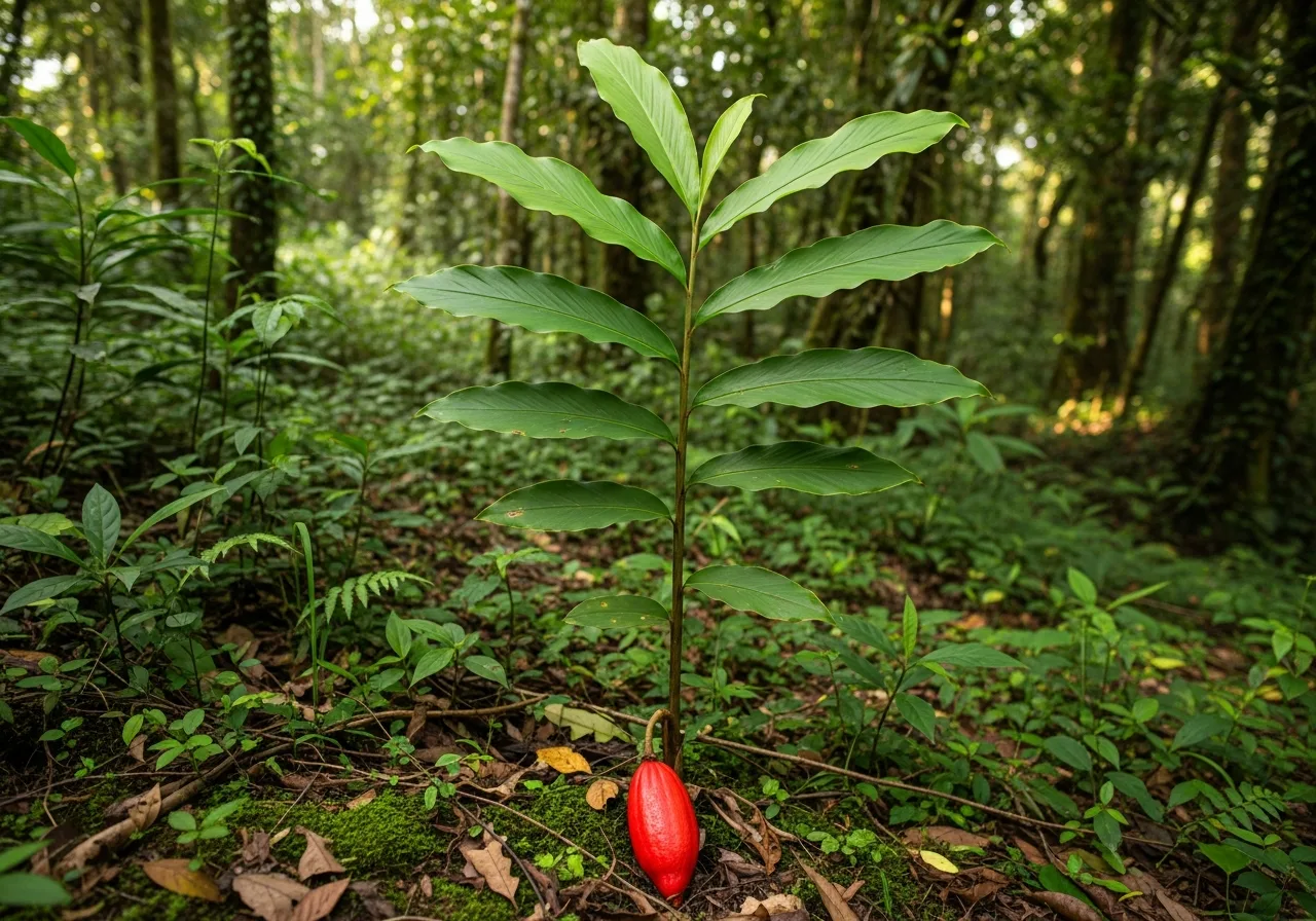 Aframomum-melegueta-Pflanze im tropischen Wald