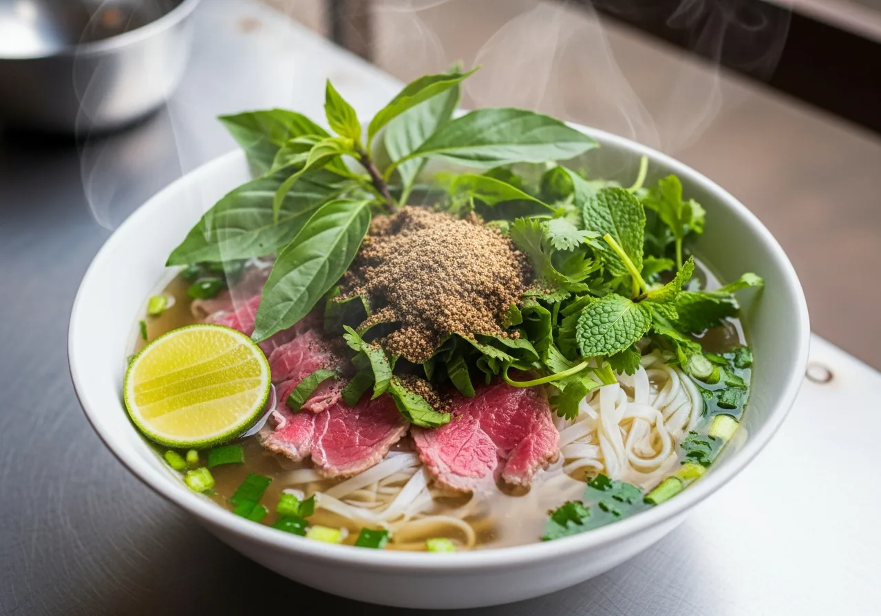 Vietnamesische Pho mit Phu-Quoc-Pfeffer
