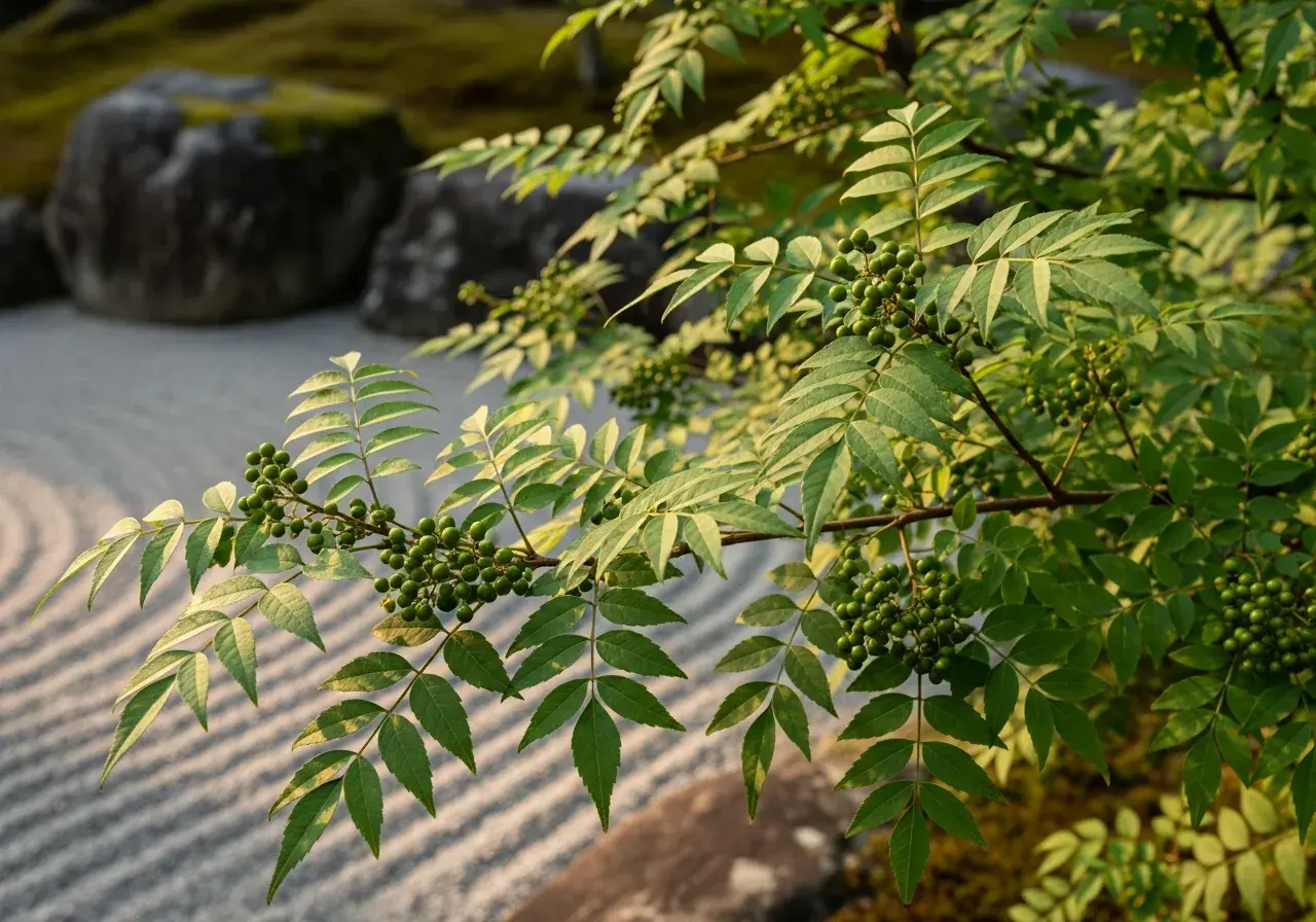 Sansho-Pfefferbaum im japanischen Garten