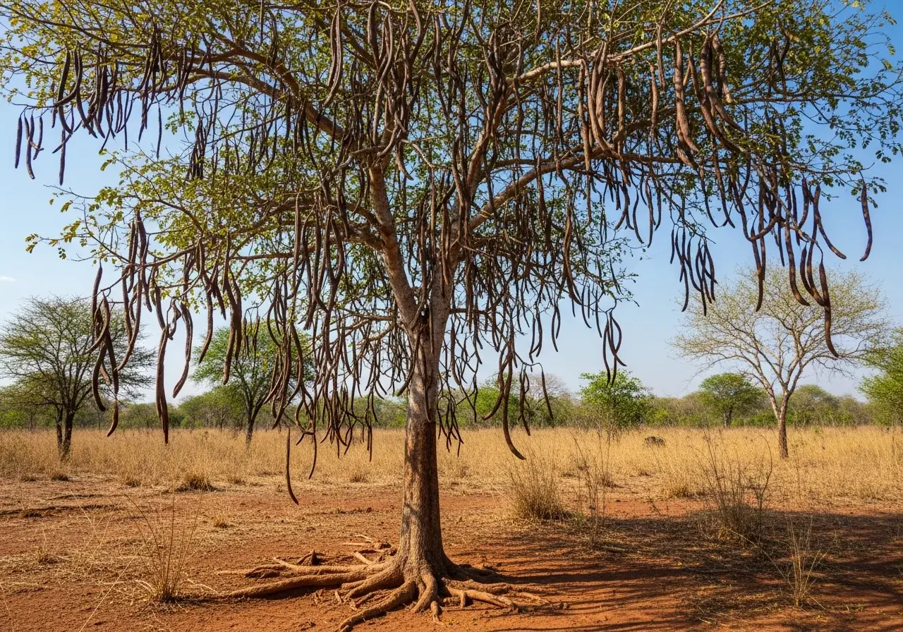 Xylopia-aethiopica-Baum mit Schoten