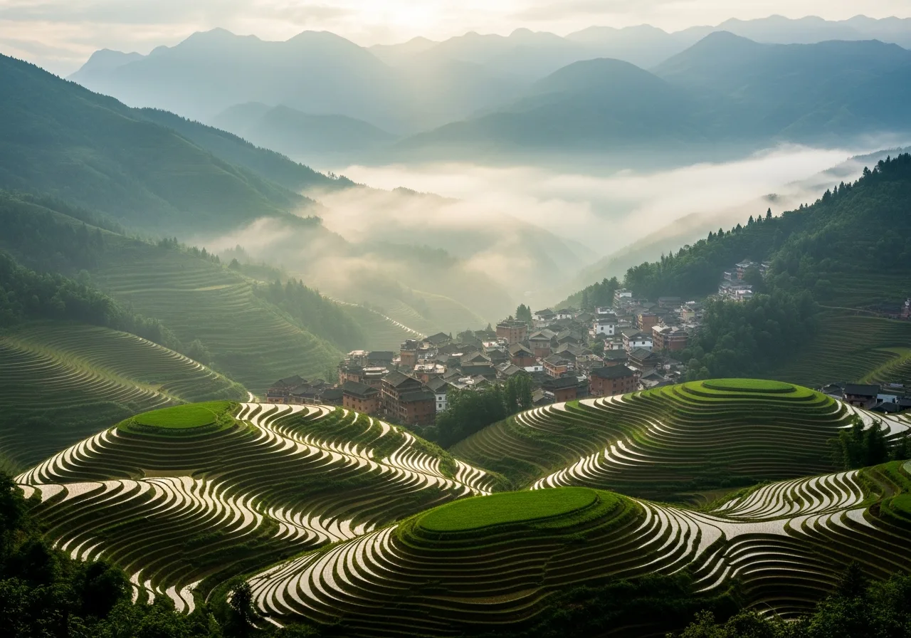 Berglandschaft in der Provinz Sichuan, China