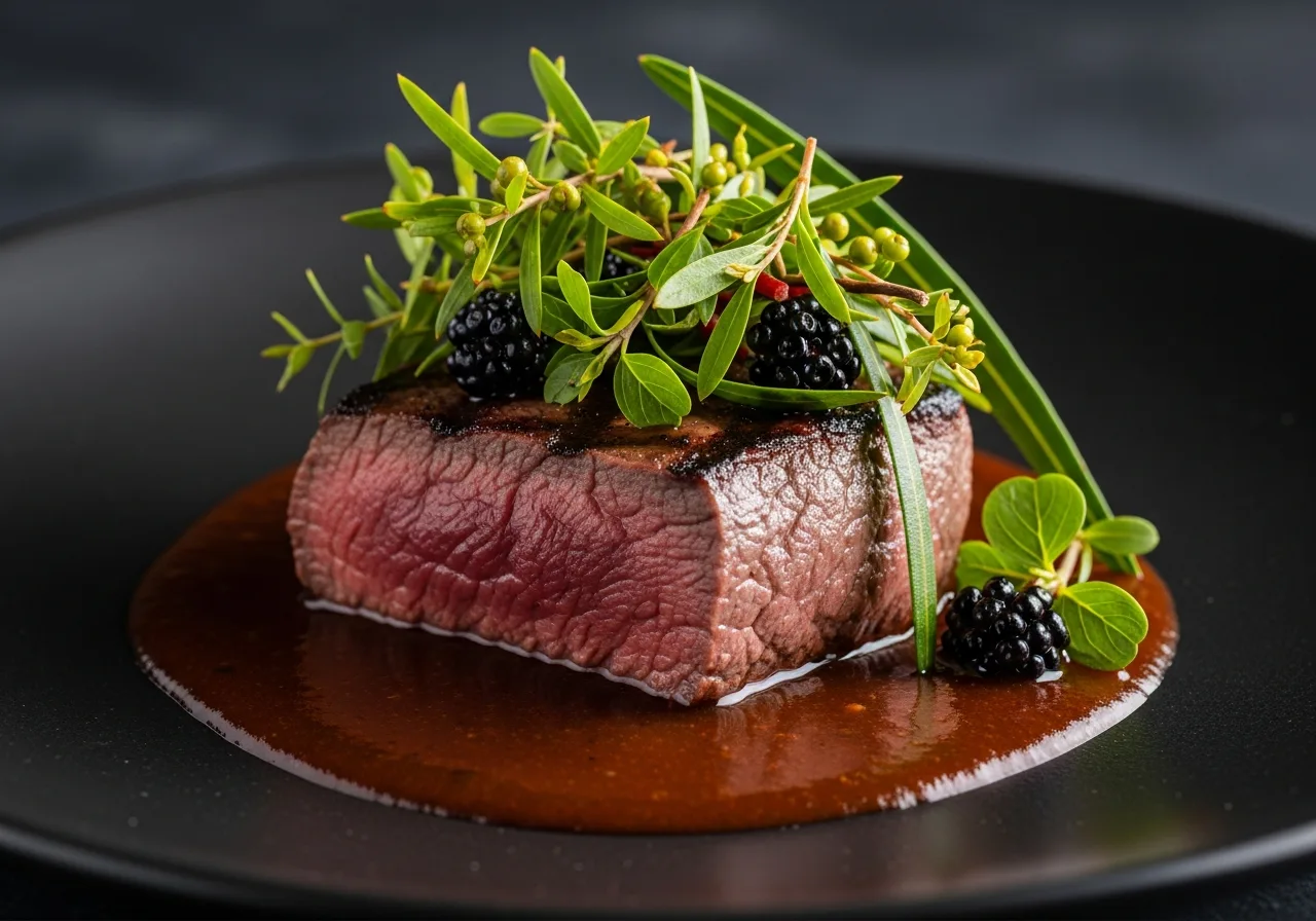 Australisches Bush-Food-Gericht mit Bergpfeffer