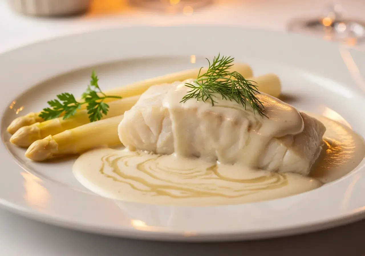 Weißer Pfeffer in heller Sauce zu Fisch
